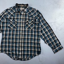 Levis VTG 1980s Pearl Snap Button Shirt Mens L Plaid 80s Cowboy Shirt Korea LS