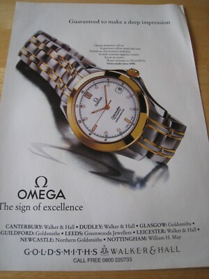 OMEGA SEAMASTER 120M WATCH GOLDSMITHS WALKER&HALL ADVERT APPROX A4