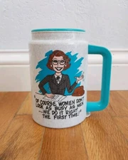 Vtg Whirley Plastic Travel Cup, Working Women Funny, Hot Or Cold