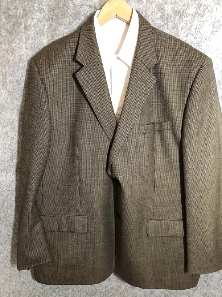 Chaqueta Abrigo Deportivo Joseph & Feiss Hombre 46R Marrón Pata de Gallo 100% Lana Foto 3 de 4