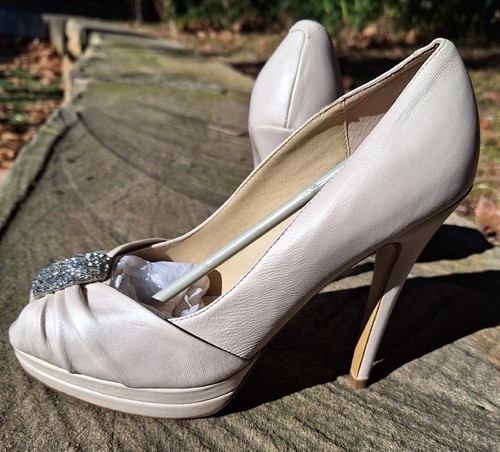 Tony Bianco Ladies 9 Bridal Shoes rhinestone Pearl platform heel Sparkly Glitter - Picture 9 of 24