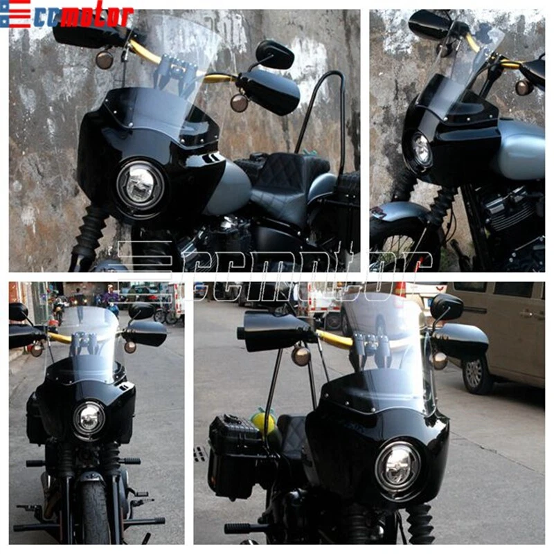 For '06-'17 Harley Dyna Street Bob FXDB FXDF FXDWG Club Style Fairing Windshield - Изображение 2 из 4