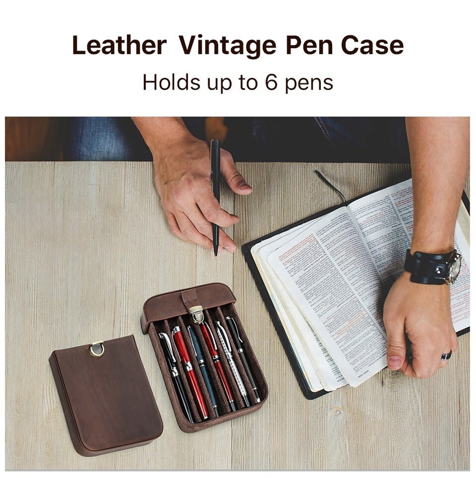 Genune Leather Fountan Pen Case 3 Dvded Slots Black/ - Etsy