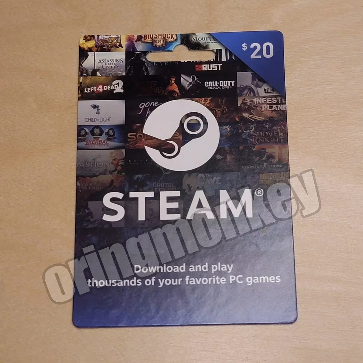 Steam Gift Card w/Receipt $20 Steam Wallet