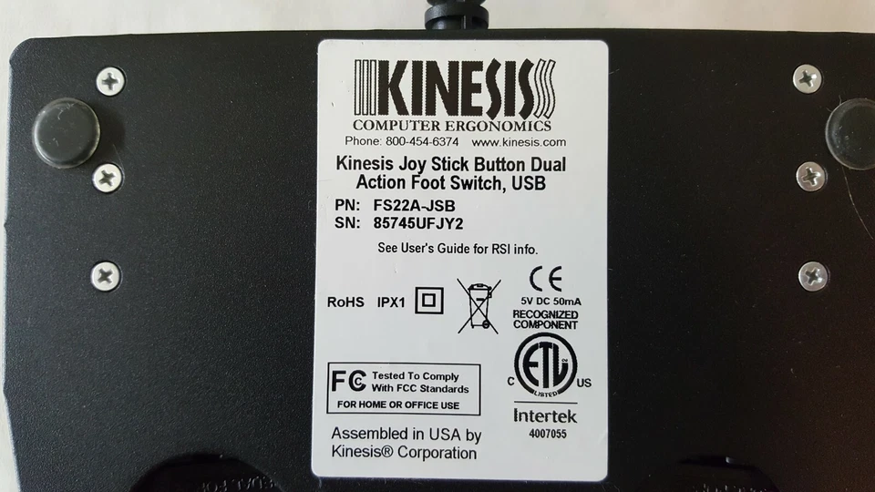 Interruptor de pie de doble acción botón joystick KINESIS/USB Foto 4 de 4