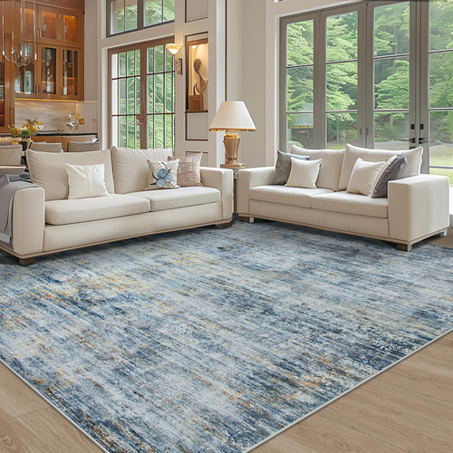 Area Rug 9X12 Washable Rugs: Abstract Large Living Room Rugs with Non-Slip Backi