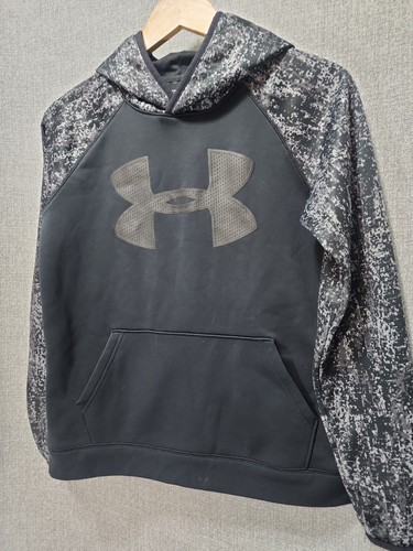 UNDER ARMOUR Storm Boys Big Logo Fleeced Hoodie Gray Black YLG Youth Large C25 - Picture 12 of 16