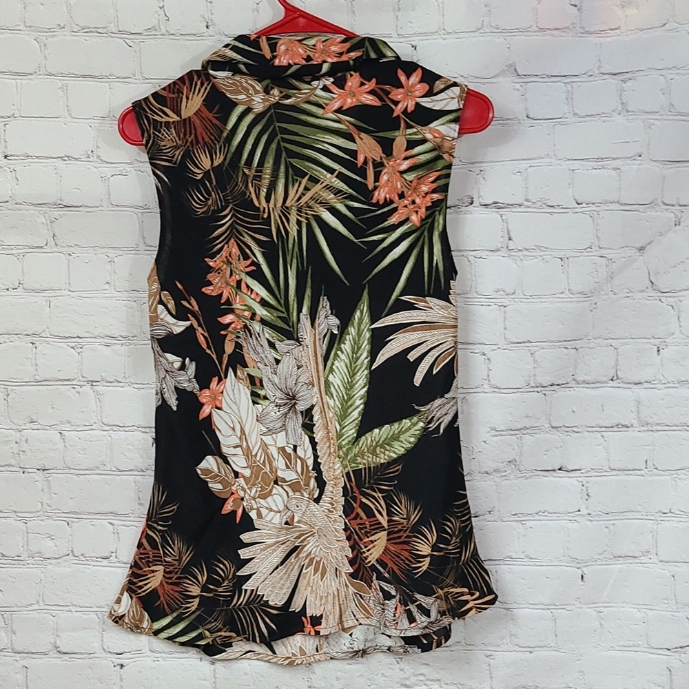 Tahari ASL Womens Petite Printed Sailor-Tie Top Tropical