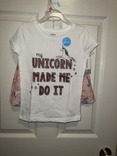 CARTERS GIRLS 2 PC UNICORN TOP SKORT SET SIZE 5 NEW