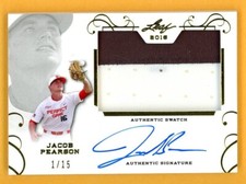 JACOB PEARSON 2016 Leaf Perfect Game Autograph Rookie PATCH AUTO MEM SER # /15