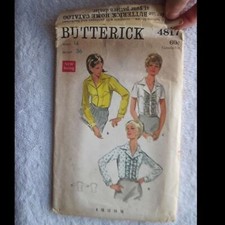 Butterick 4817 Size 14 Bust 36 Misses' Blouse in 3 Versions Printed U.S.A. Extra
