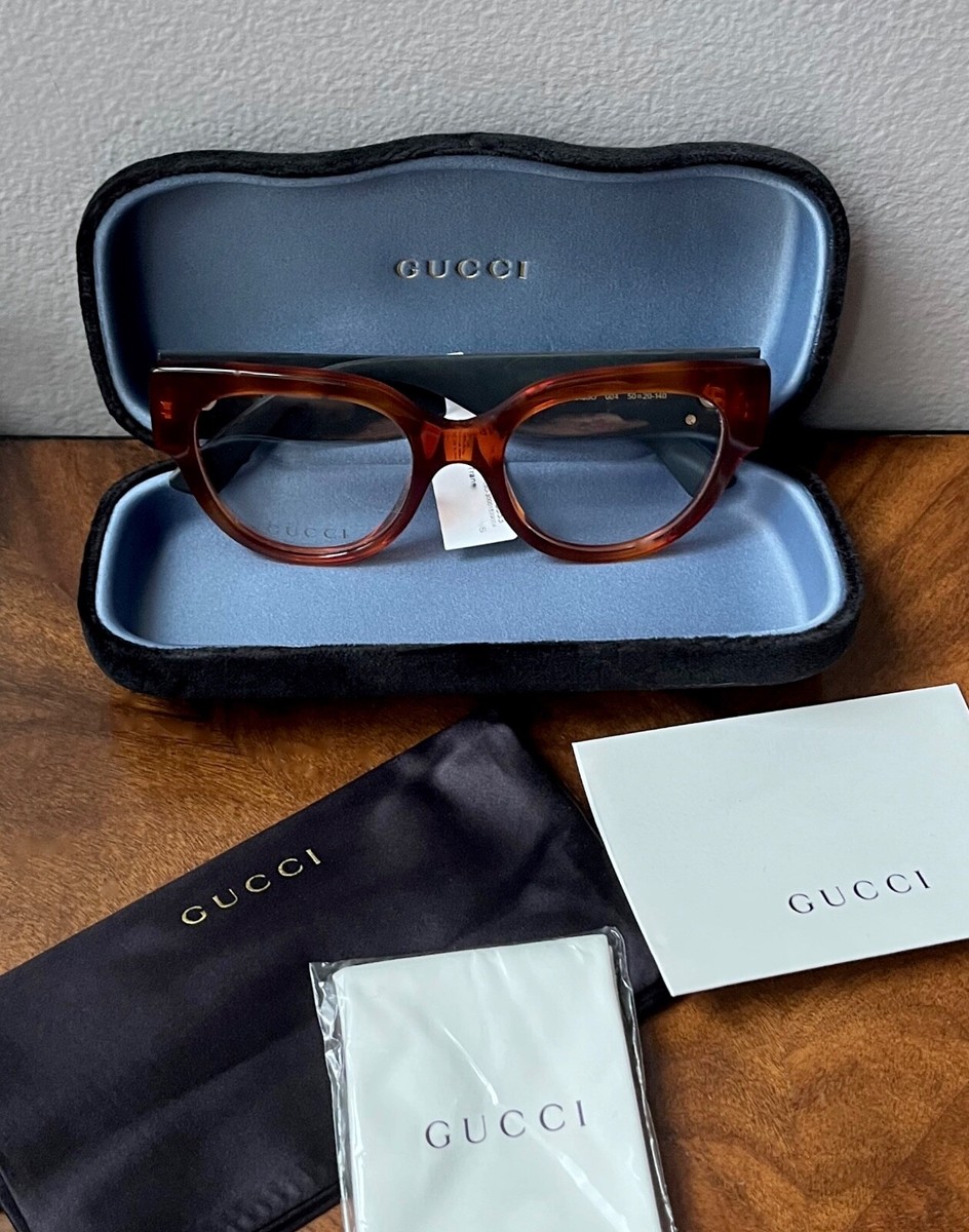 GUCCI Havana Cat Eye Front Frame W/Silver Glitter Arms