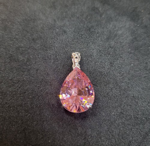 Pink Topaz Teardrop Pendant - Picture 2 of 6