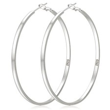 LOUMILEO Sterling Silver Hoop Earrings Large Silver Hoop Earrings for Women L...