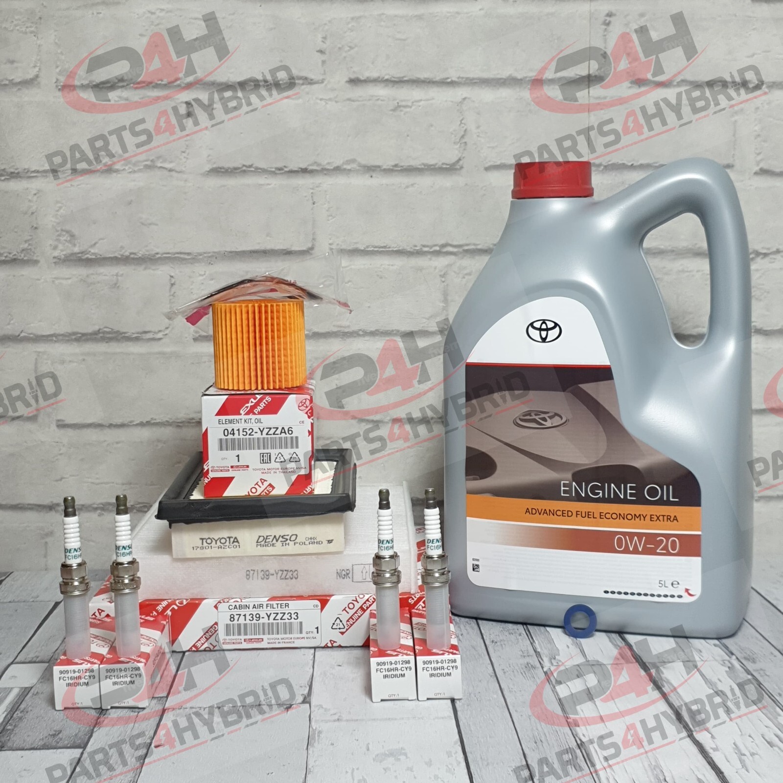 Genuine Toyota C-HR Hybrid Service Kit 16-17 ZYX10 0W20 Oil Spark Plugs & Filter