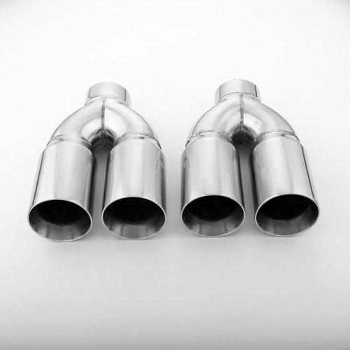 NETAMI 4" Quad Stainless Steel Exhaust Tips With Real Carbon Fiber Cover – 2.5" Inlet, Chrome