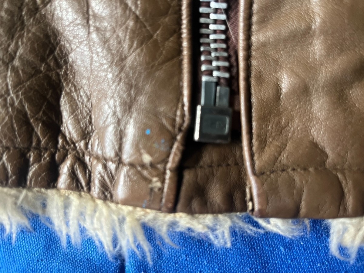Vintage 70's Ibex of England leather shearling aviator bomber