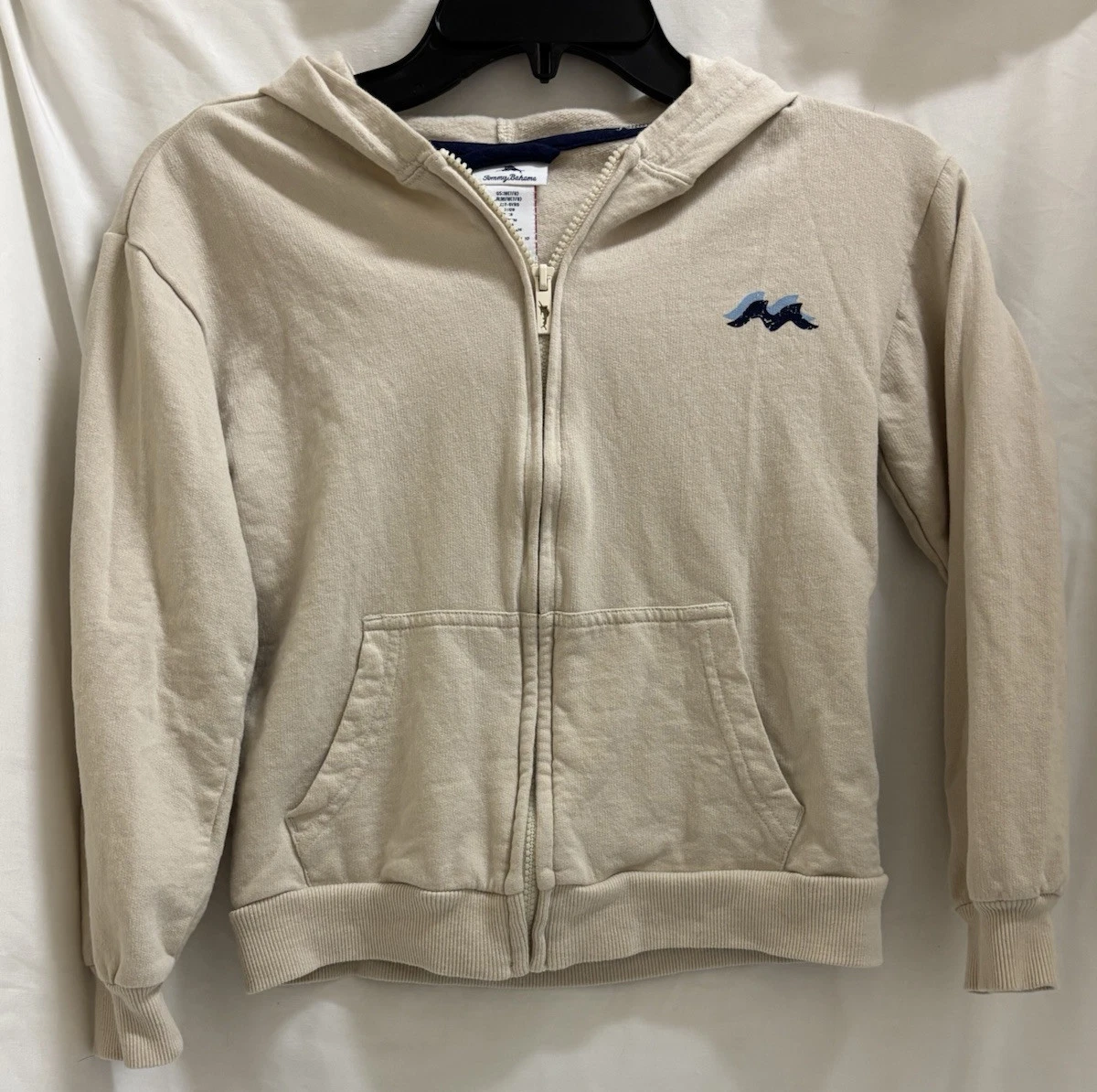 Tommy Bahama Kids Full Zip Lightweight Hoodie Tan/Beige Size M (7/8) Beach Waves