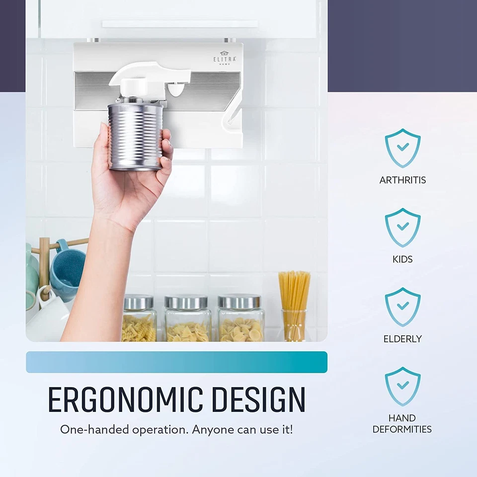 Abridor de latas eléctrico 3 en 1 debajo del gabinete, afilador de cuchillas, abrebotellas Foto 4 de 4