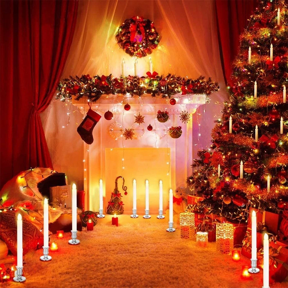 2/6/10/20Pcs  LED Taper Candle Light Battery Operated Flameless Window Candles - Image 3 of 4