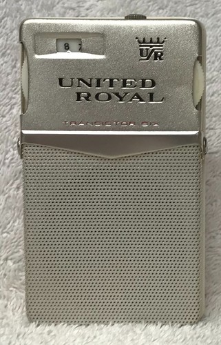Rare Vintage 1960s UNITED ROYAL 602-A Silver Rose White AM Six Transistor Radio