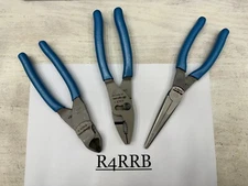 Snap-on Tools USA NEW PEARL BLUE 3 Piece Soft Grip Pliers Cutters Set PL307ACFPB