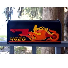 Painted Motorcycle with flames Mailbox