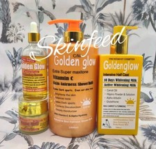 4 In 1 Set Golden Glow Body Milk 500ml Lotion  1000ml exfoliating shower Cream.