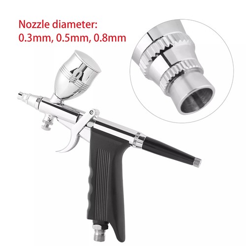 Airbrushpistole Spritzpistole Druckluft Double Action mit Düsen 0.3/0.5/0.8MM DE - Bild 8 von 24