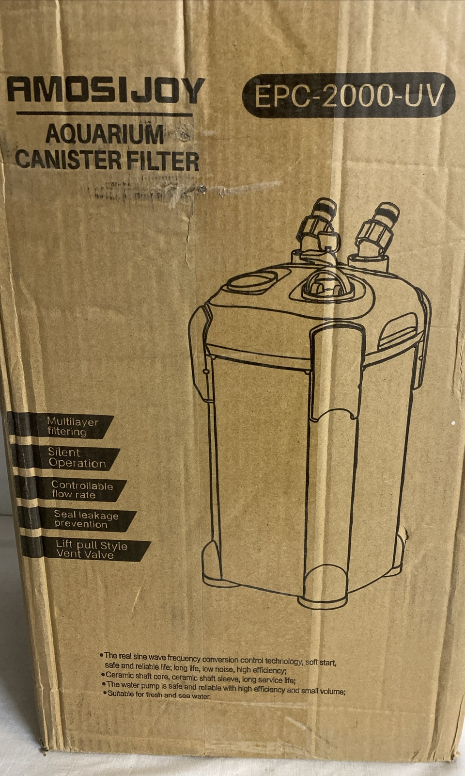 AMOSIJOY 528GPH UltraQuiet Canister Filter, 2Stage External Aquarium