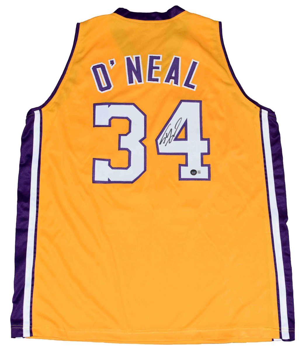 LOS ANGELES LAKERS SHAQUILLE O'NEAL SIGNED #34 GOLD BASKETBALL