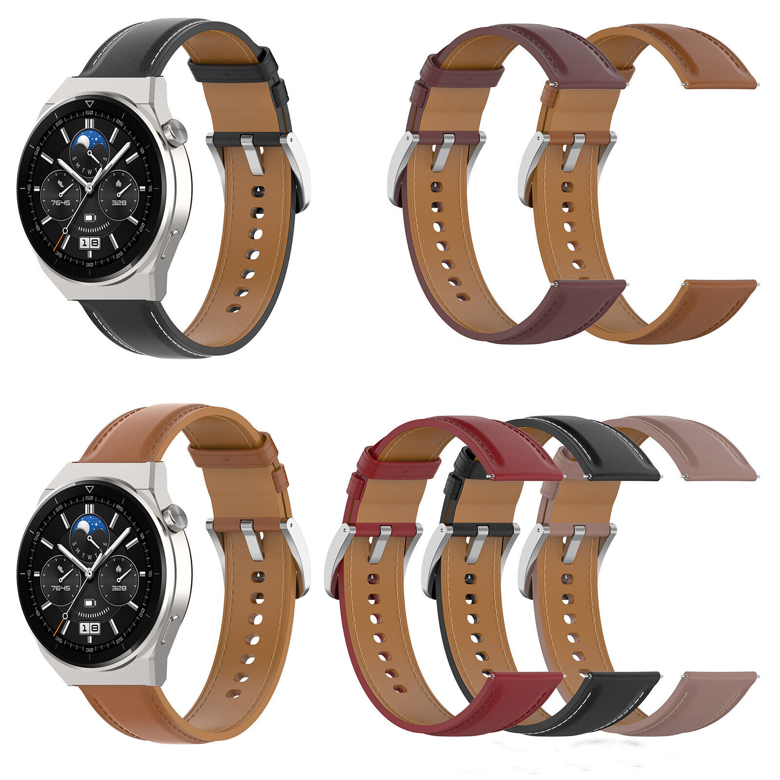  Huawei Watch GT 3 Pro White Leather STRP : Cell Phones &  Accessories