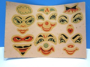 New Unused Vintage Funny Egg Clown Faces Decals Easter Eggs