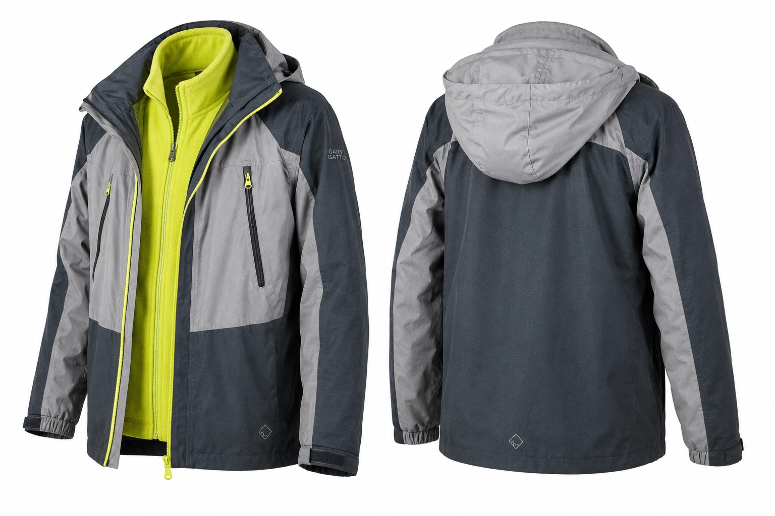 Regatta Great Outdoors Kids 3-in-1 Hooded Jacket Gray Lime Green Youth
