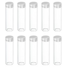 10Pcs Mini Glass Bottles with Lids, 50ml Small Clear Glass Jars