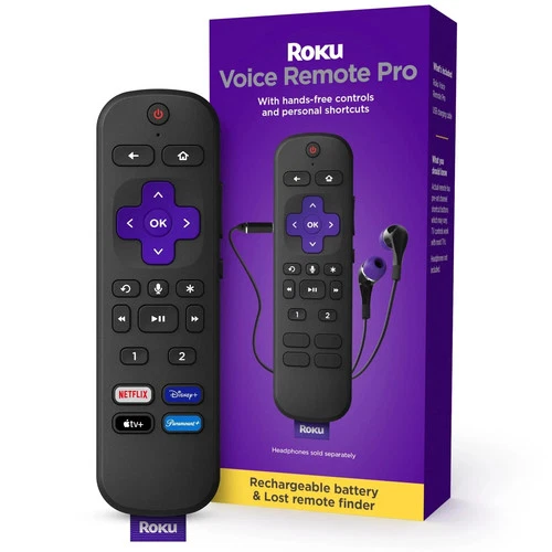 Voice Remote Pro Rechargeable Remote Control With TV Controls for Roku TV's