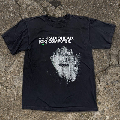 Radiohead Ok Computer Heavy Cotton Black Unisex T-shirt Size S-5XL