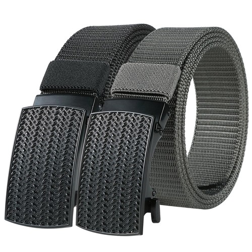 2 Pack Mens Ratchet Belt, Casual Tactical Golf Nylon Web Belt with Automatic ...