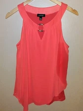 A. Byers Women's Sleeveless Top | Orange | Gold Hoop Detail | 2 Layers | SZ XL