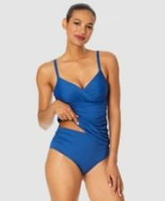 Anne Cole Women's Twist Front Tankini Swim Top Slate Blue 32C/34B