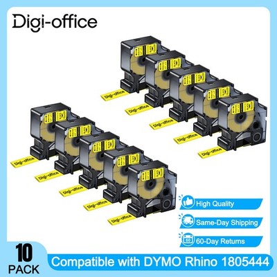 10PK 1805444 IND Heat-Shrink Tube 24mm BlackYellow for DYMO Rhino 6000 5000