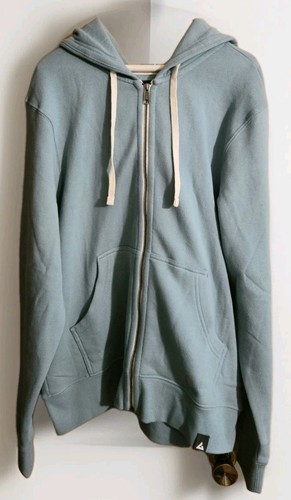 American Giant mittelschwerer Kapuzenpullover mit durchgehendem Reißverschluss für Herren blau mineralisch Größe Large neu ohne Etikett