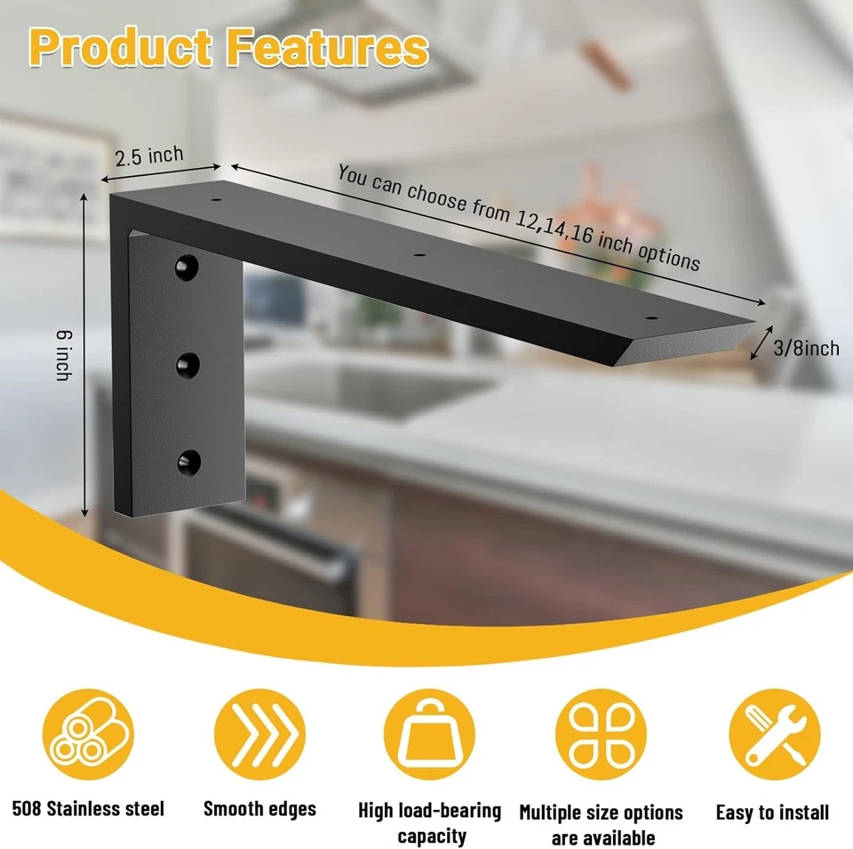 Countertop Support Bracket 4 Pack Heavy Duty Countertop Hidden Bracket 12"x6" - Image 2 of 4