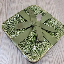 Grasslands Road Just A Taste 4 Appetizer Cheese Plate Set Square Green 6 in