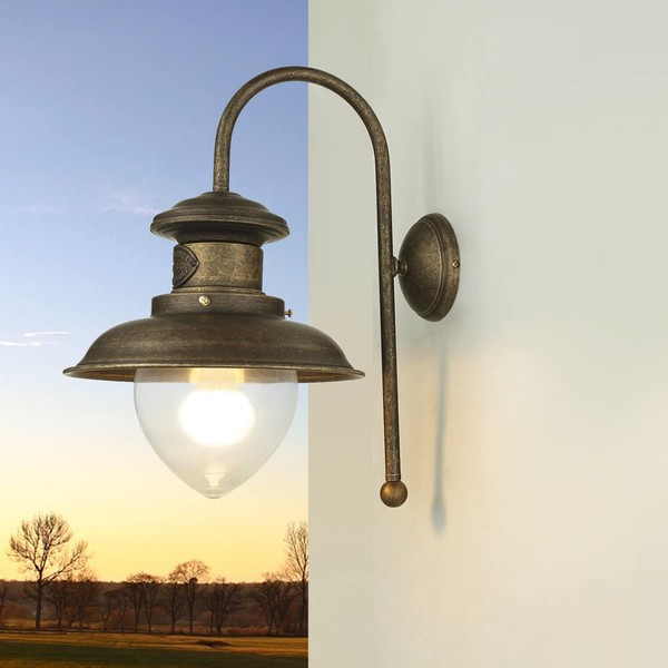 AußEnleuchte Wandlampe Antik Bronze Aus Messing Handarbeit E27 Vintage Premium-image