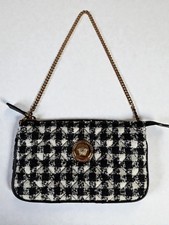 NIB Versace Black and White Quilted Tweed Medusa Mini Shoulder Bag Authentic