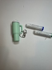 Mini Stanley Tumbler Style Keychain Mint Green Chapstick Holder With 2 Chapstick