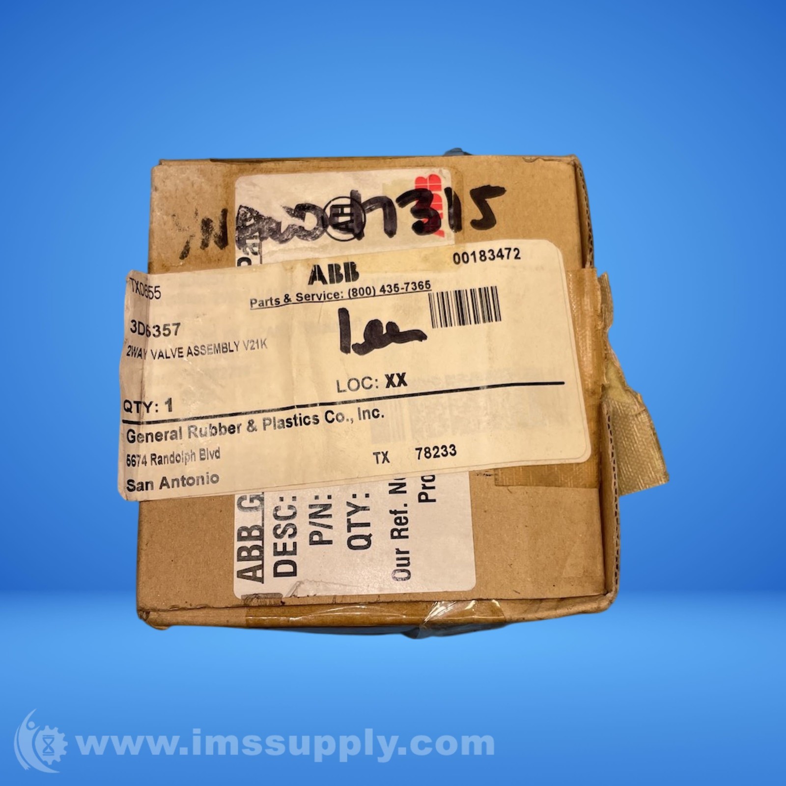 ABB 3D6357 2 Way Valve Assy FNOB