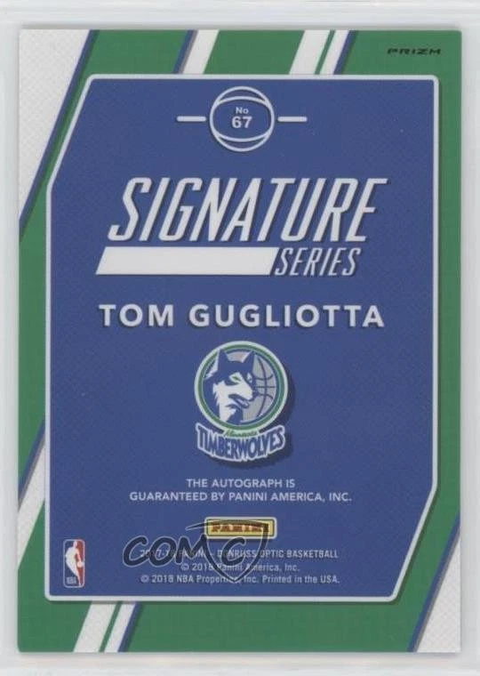 2017-18 Panini Donruss Optic Signature Series Holo Prizm Tom Gugliotta #67 Auto - Image 2 of 2