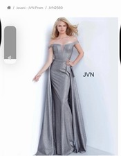 Jovani Silver Off Shoulder Prom Dress Formal Gown
